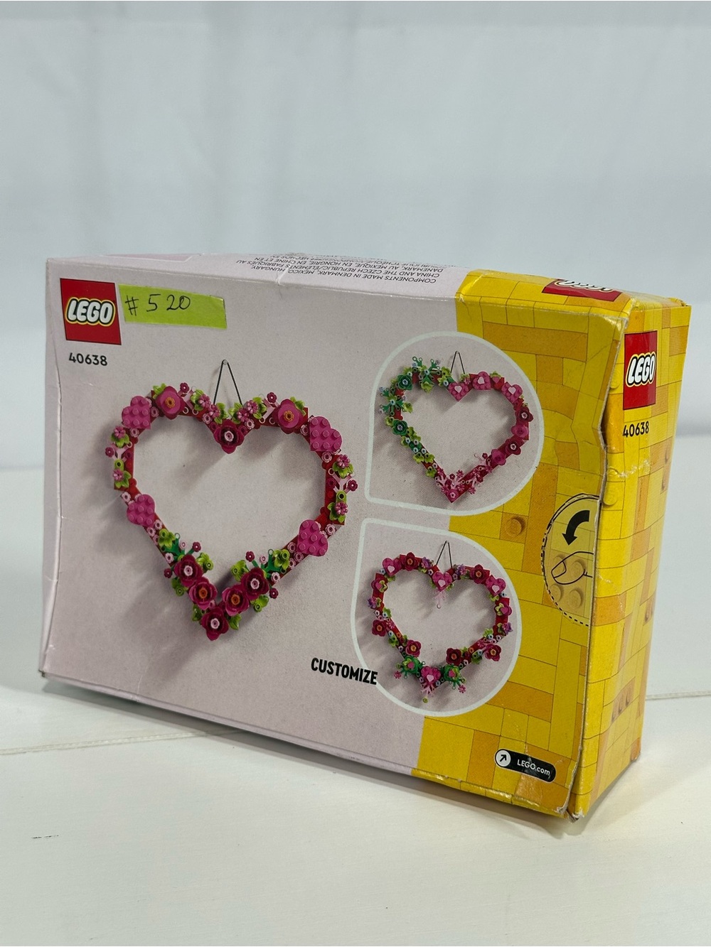 #520 LEGO 40638 Heart Ornament 254pcs Flowers Pink Red Sealed Box Damaged